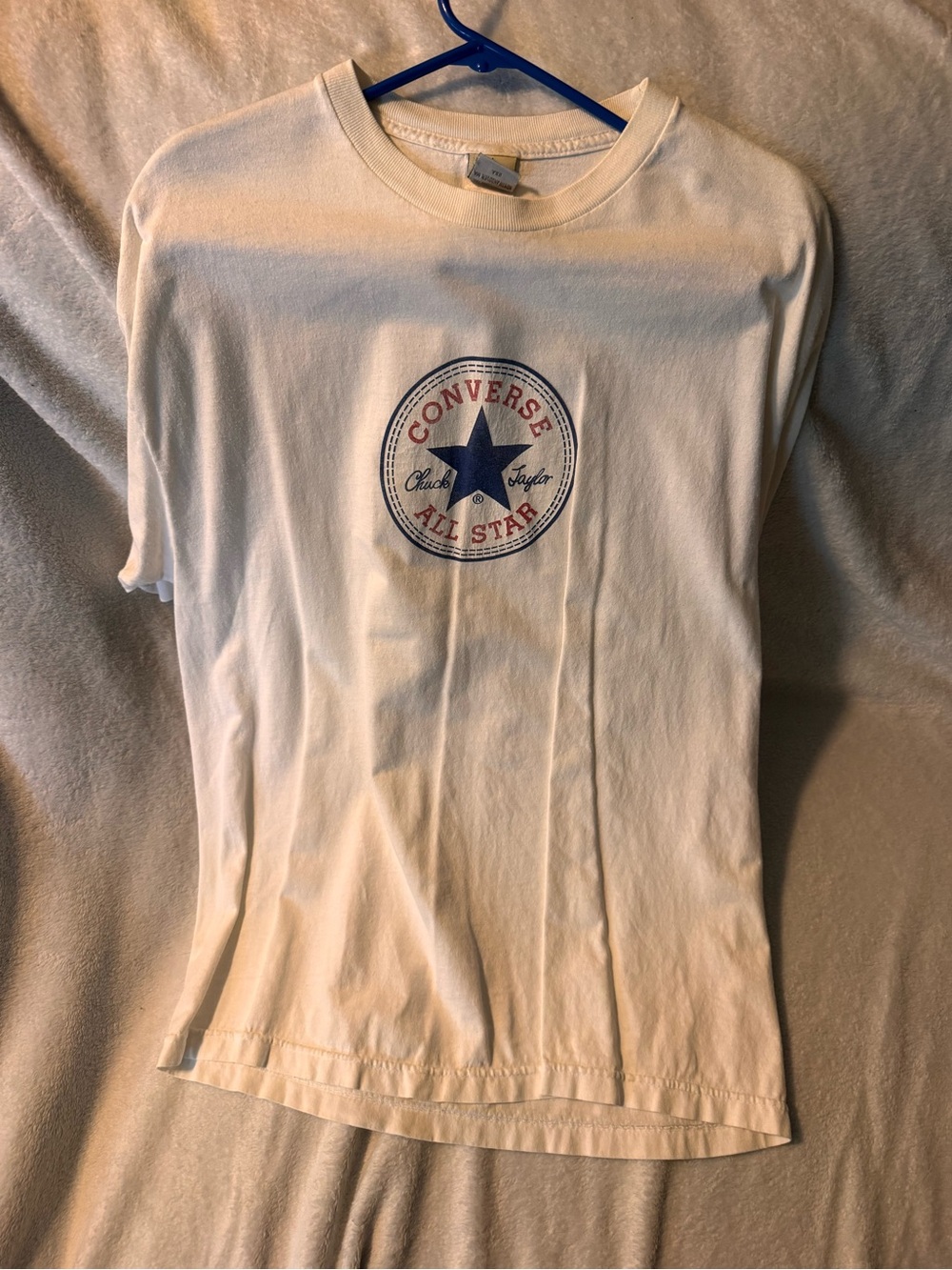 Converse White men’s Short Sleeve Tee with Blue & Red All Star Logo